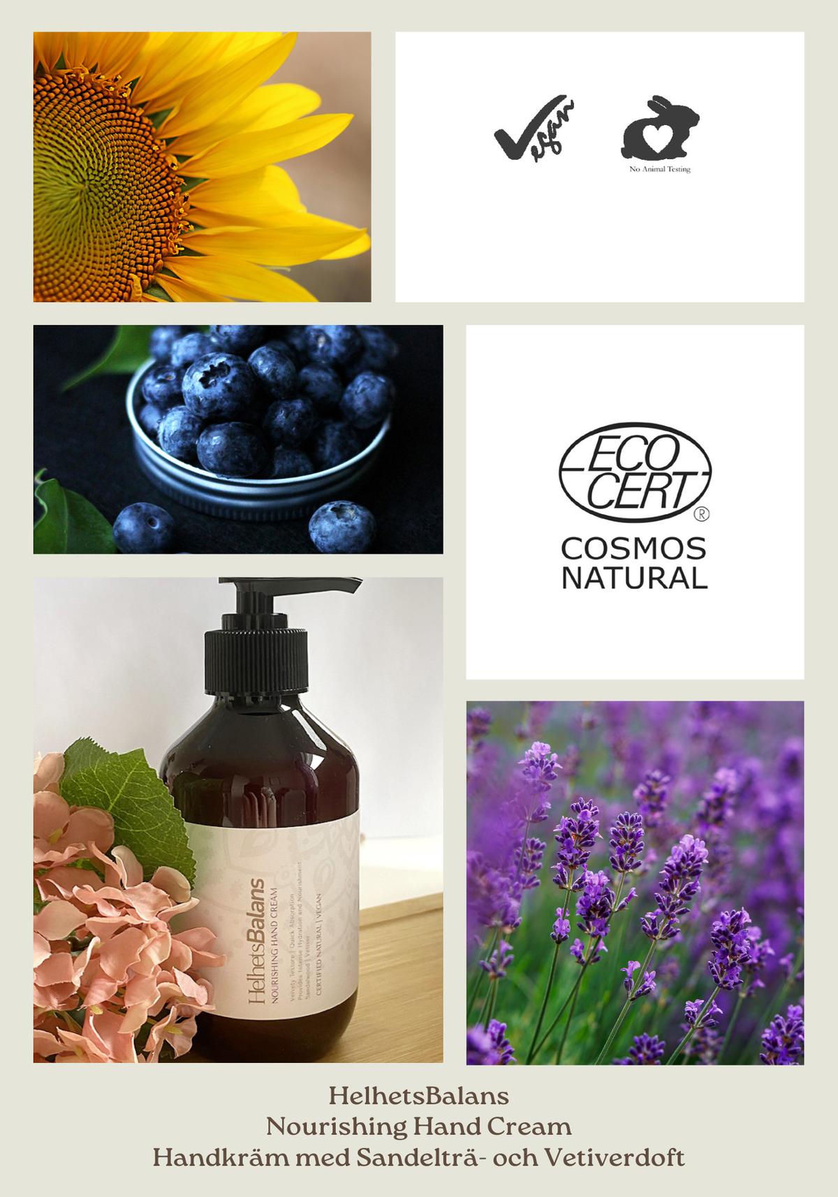 Mjukgörande Handkräm - Sandelträ/Vetiver - EcoCert COSMOS, 270ml