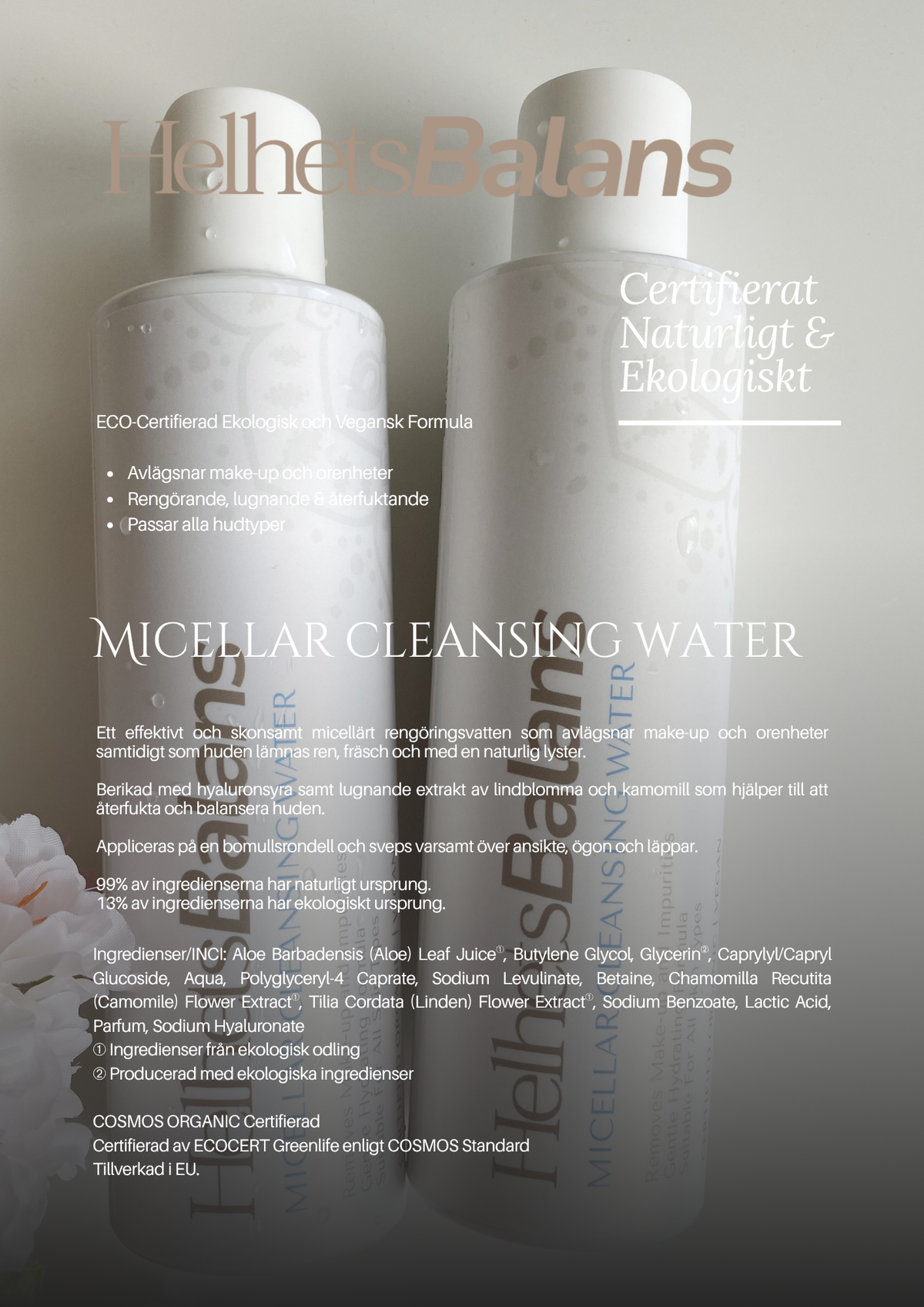 Ekologiskt Micellärvatten - EcoCert Organic COSMOS