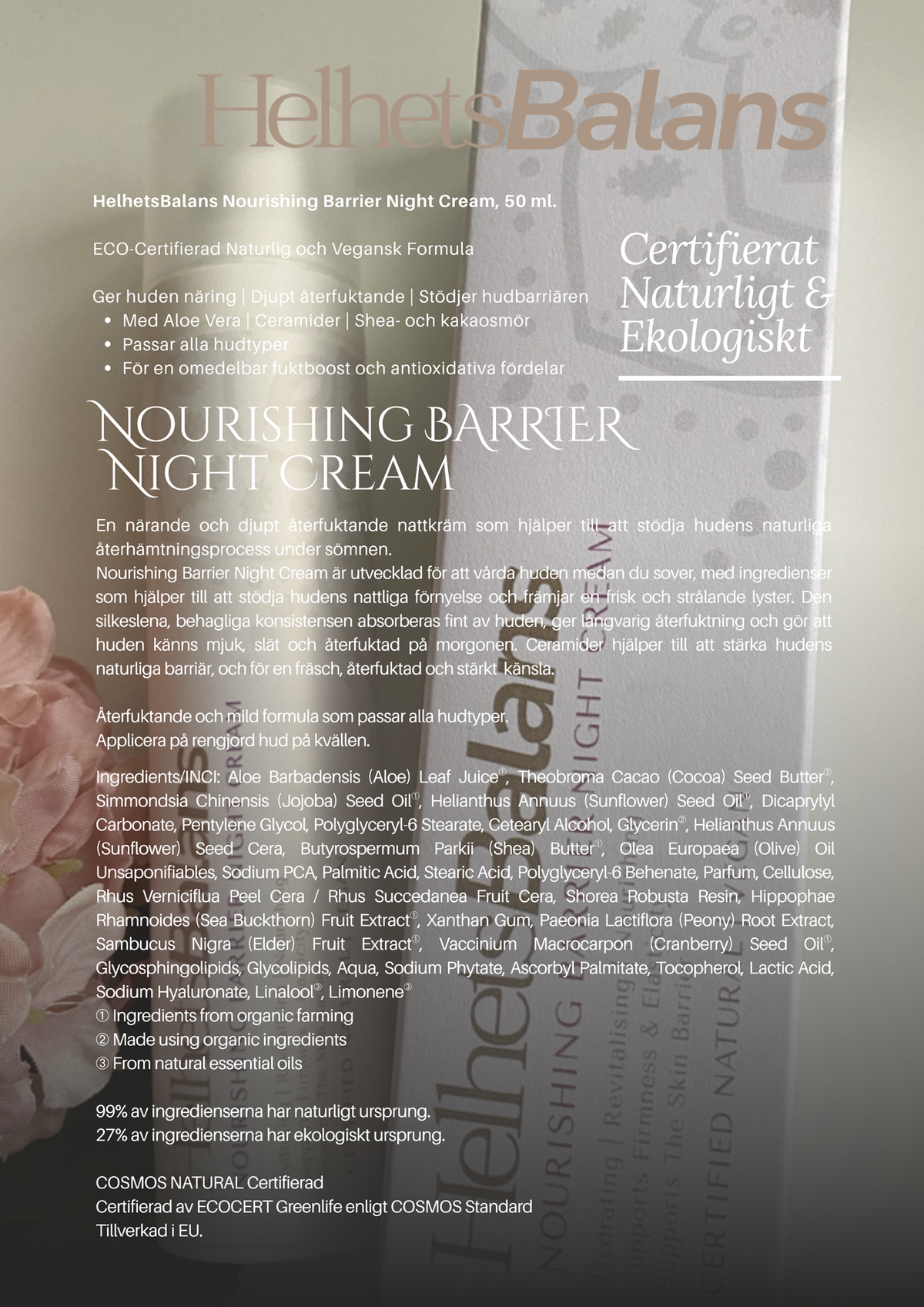 Nourishing Barrier Nattkräm med Ceramider - EcoCert COSMOS