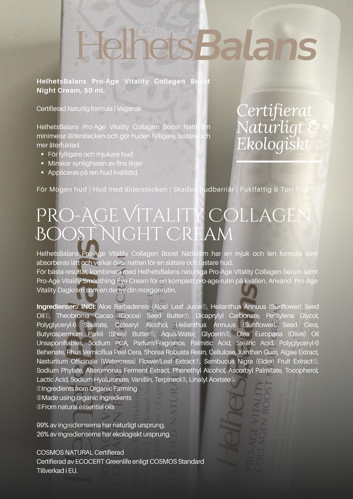 Pro-Age Vitality Collagen Boost Nattkräm - EcoCert COSMOS